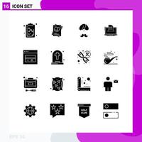 Editable Vector Line Pack of 16 Simple Solid Glyphs of online business india features person Editable Vector Design Elements