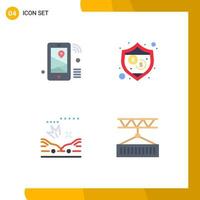 Editable Vector Line Pack of 4 Simple Flat Icons of internet crash share security cargo Editable Vector Design Elements