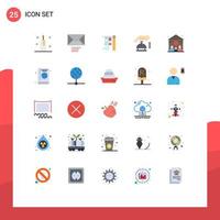 25 User Interface Flat Color Pack of modern Signs and Symbols of insurance security drip cyber gdpr Editable Vector Design Elements