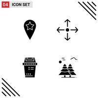 4 Thematic Vector Solid Glyphs and Editable Symbols of geo trash arrow bin arctic Editable Vector Design Elements