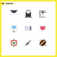 Pack of 9 Modern Flat Colors Signs and Symbols for Web Print Media such as shirt e cooking commerce machine Editable Vector Design Elements