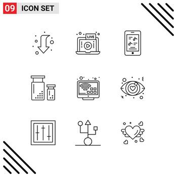 9 Outline concept for Websites Mobile and Apps entertainment development movie design coding Editable Vector Design Elements