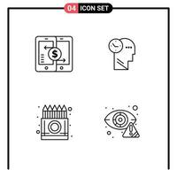 paquete de iconos de vector de stock de 4 signos y símbolos de línea para elementos de diseño de vector editables de crayones de mente de pares de caja móvil