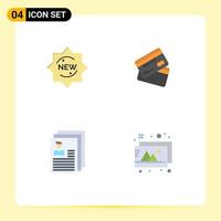 Modern Set of 4 Flat Icons and symbols such as new money badge cards account Editable Vector Design Elements