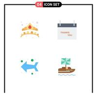 4 Thematic Vector Flat Icons and Editable Symbols of crown left jewel season brexit Editable Vector Design Elements