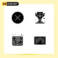 Set of 4 Modern UI Icons Symbols Signs for circle interaction award computer touch Editable Vector Design Elements