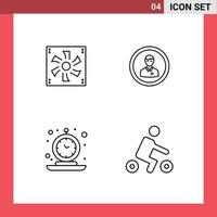 Group of 4 Modern Filledline Flat Colors Set for cooler fan person device business user Editable Vector Design Elements