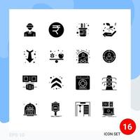 16 Creative Icons Modern Signs and Symbols of down leaf holder hand business startup Editable Vector Design Elements