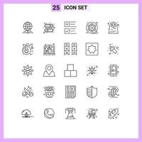 25 User Interface Line Pack of modern Signs and Symbols of dead woman arts disable art business Editable Vector Design Elements