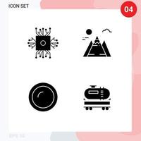 Set of 4 Modern UI Icons Symbols Signs for chip cooking processor mountain household Editable Vector Design Elements
