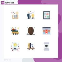 Group of 9 Modern Flat Colors Set for coffee space car monitoring space patient report Editable Vector Design Elements