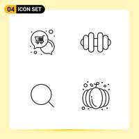 Set of 4 Modern UI Icons Symbols Signs for mail tool shop sports autumn Editable Vector Design Elements