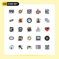 conjunto de 25 iconos de interfaz de usuario modernos símbolos signos para lápiz texto corazón archivo compras elementos de diseño vectorial editables vector