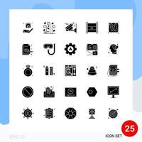 Set of 25 Commercial Solid Glyphs pack for scale definition video image high hd in filmmaking Editable Vector Design Elements