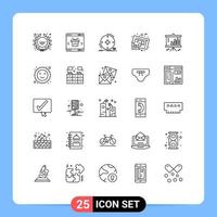 25 User Interface Line Pack of modern Signs and Symbols of tools document store blueprint healthcare Editable Vector Design Elements