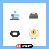 conjunto moderno de 4 iconos planos pictograma de elementos de diseño vectorial editables de negocio de producto de seguimiento de producto abierto vector