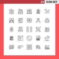 Group of 25 Lines Signs and Symbols for warm speaker thanksgiving loudspeaker idea Editable Vector Design Elements