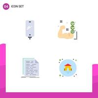 Universal Icon Symbols Group of 4 Modern Flat Icons of phone muscle charging checklist coding Editable Vector Design Elements