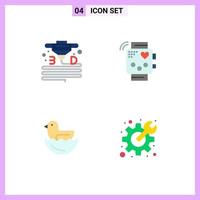 Modern Set of 4 Flat Icons and symbols such as gadget duck printer fitness easter Editable Vector Design Elements