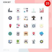 Universal Icon Symbols Group of 25 Modern Flat Colors of graph research coding weather temperature Editable Vector Design Elements