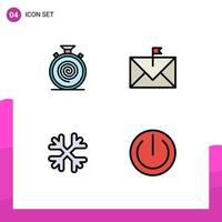 User Interface Pack of 4 Basic Filledline Flat Colors of action flagged nonstop contact snow flakes Editable Vector Design Elements