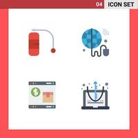 Universal Icon Symbols Group of 4 Modern Flat Icons of diving shop internet of things world web Editable Vector Design Elements