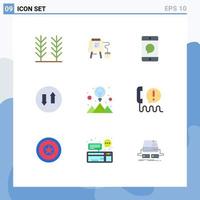 Modern Set of 9 Flat Colors Pictograph of idea up communication streaming arrows Editable Vector Design Elements