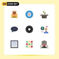 Set of 9 Modern UI Icons Symbols Signs for interface comment wireless chat plant Editable Vector Design Elements