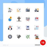 Modern Set of 16 Flat Colors and symbols such as global leaf fax digital artificial Editable Pack of Creative Vector Design Elements