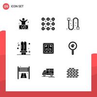 User Interface Pack of 9 Basic Solid Glyphs of light energy security electricity pipe Editable Vector Design Elements