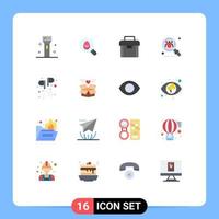 16 User Interface Flat Color Pack of modern Signs and Symbols of search find holiday bug suitcase Editable Pack of Creative Vector Design Elements