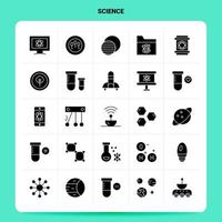 conjunto de iconos de ciencia sólido 25 diseño de estilo de glifo vectorial conjunto de iconos negros diseño de ideas de negocios web y móvil ilustración vectorial vector