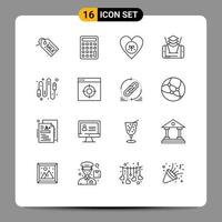 Outline Pack of 16 Universal Symbols of computer audio environment technology mobile Editable Vector Design Elements