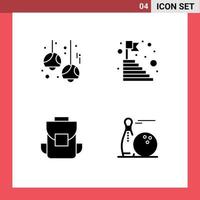 Pack of 4 Modern Solid Glyphs Signs and Symbols for Web Print Media such as bulb success lamps top multimedia Editable Vector Design Elements