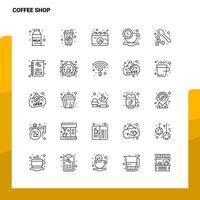 conjunto de iconos de línea de cafetería conjunto 25 iconos diseño de estilo minimalista vectorial conjunto de iconos negros paquete de pictogramas lineales vector