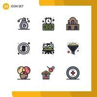 conjunto de 9 iconos de interfaz de usuario modernos signos de símbolos para dibujo gráfico diseño de navidad elementos de diseño vectorial editables saludables vector