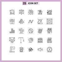 Set of 25 Vector Lines on Grid for city bus terminal bus cog teamwork management Editable Vector Design Elements