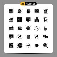 Set of 25 Modern UI Icons Symbols Signs for programing development film design video player app Editable Vector Design Elements