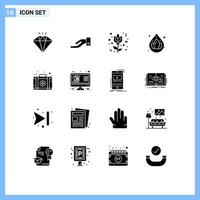 Universal Icon Symbols Group of 16 Modern Solid Glyphs of shop buy rose kit aid Editable Vector Design Elements