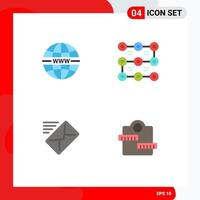 4 Universal Flat Icons Set for Web and Mobile Applications internet mail web protection sent Editable Vector Design Elements