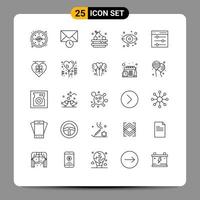 Modern Set of 25 Lines and symbols such as user interface food communication storage Editable Vector Design Elements