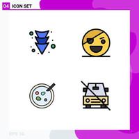 Filledline Flat Color Pack of 4 Universal Symbols of arrow dish halloween pirate medical Editable Vector Design Elements