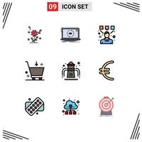 Set of 9 Modern UI Icons Symbols Signs for water slide commerce update cart designer Editable Vector Design Elements