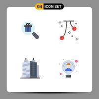 Pictogram Set of 4 Simple Flat Icons of research building shopping event real Editable Vector Design Elements