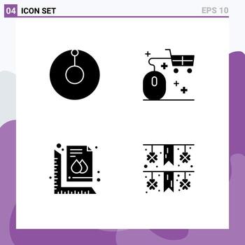 Set of 4 Modern UI Icons Symbols Signs for astronomy size cart shopping document Editable Vector Design Elements