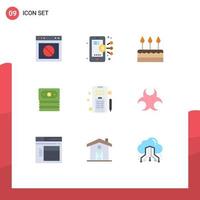 Pack of 9 Modern Flat Colors Signs and Symbols for Web Print Media such as marketing dollar share banking holiday Editable Vector Design Elements