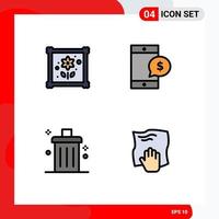 Set of 4 Modern UI Icons Symbols Signs for patch delete mobile dollar remove Editable Vector Design Elements