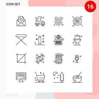 Set of 16 Commercial Outlines pack for household furniture arrow appliances orbit Editable Vector Design Elements