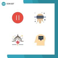 User Interface Pack of 4 Basic Flat Icons of control decoration stop rolling eid Editable Vector Design Elements