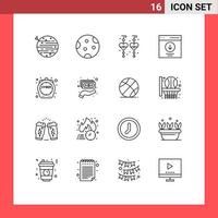 conjunto de 16 iconos de interfaz de usuario modernos signos de símbolos para la interfaz de usuario dormir descargar amor elementos de diseño vectorial editables vector